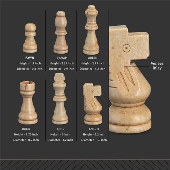 Wooden Chess Set- Chess Board with 2 Extra Queens - Picture 4 of 7